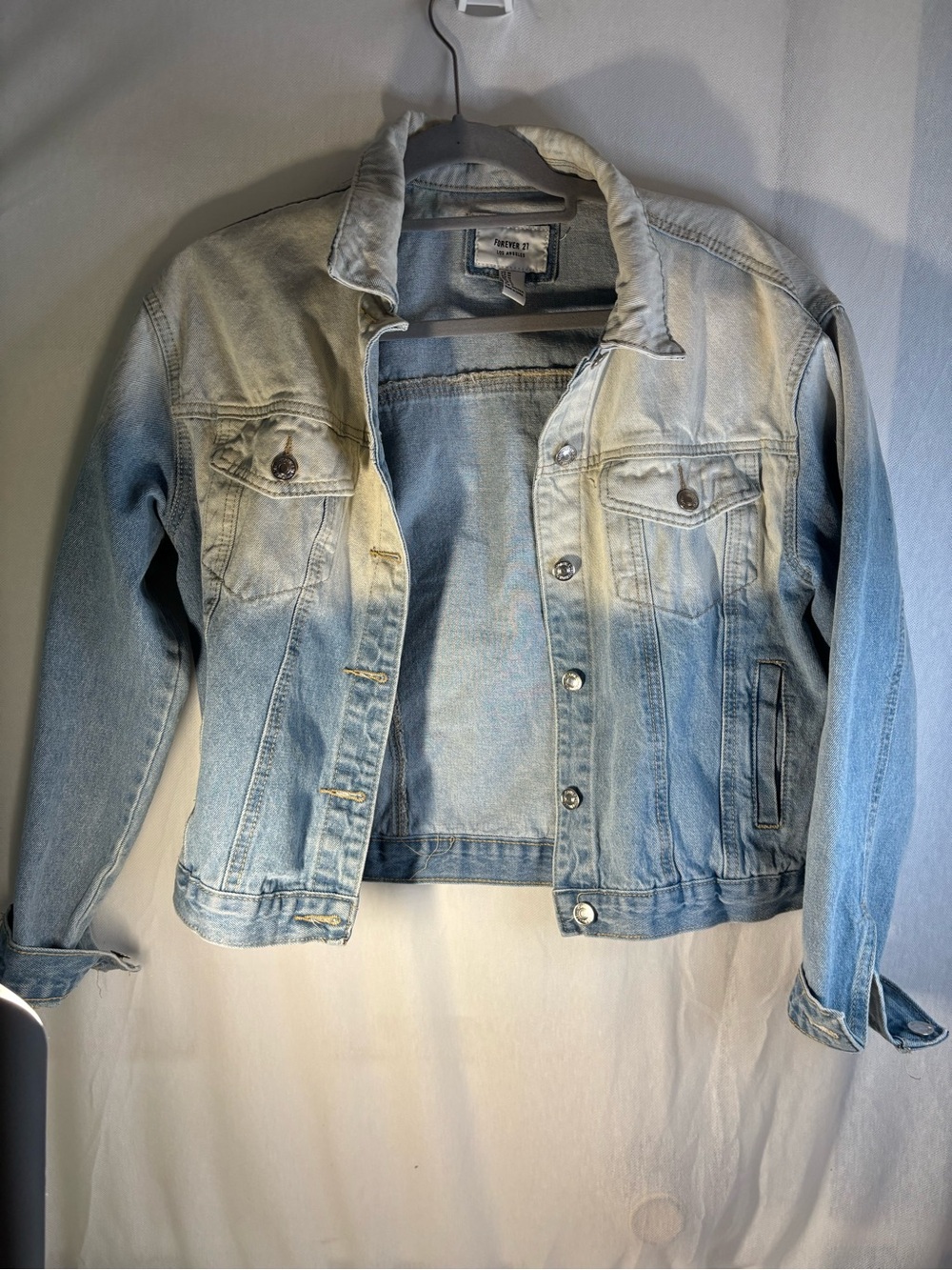 Forever 21 Light Blue Ombre Denim Jean Jacket